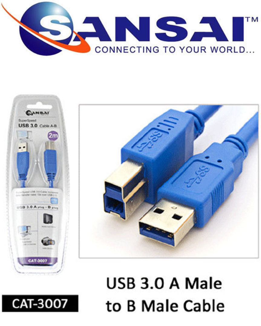 SANSAI USB 3.0 Plug Cable 2m image 0